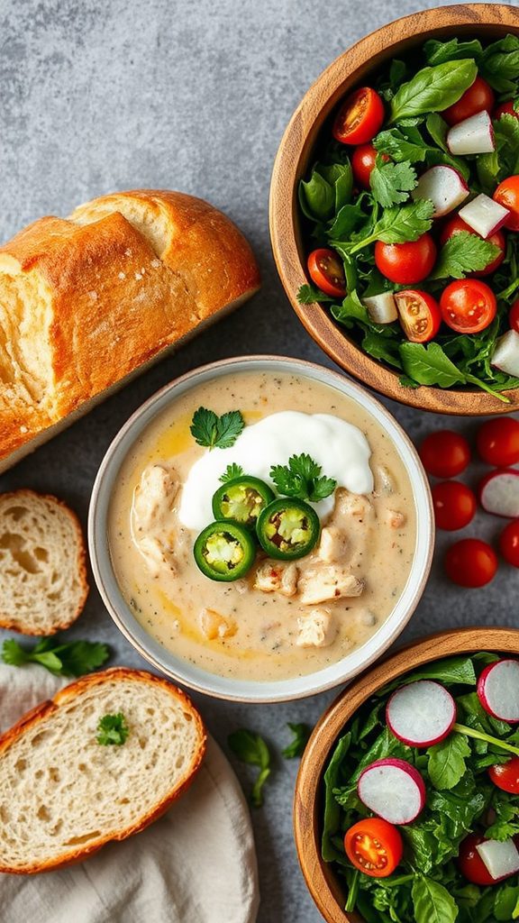 crusty bread and salad