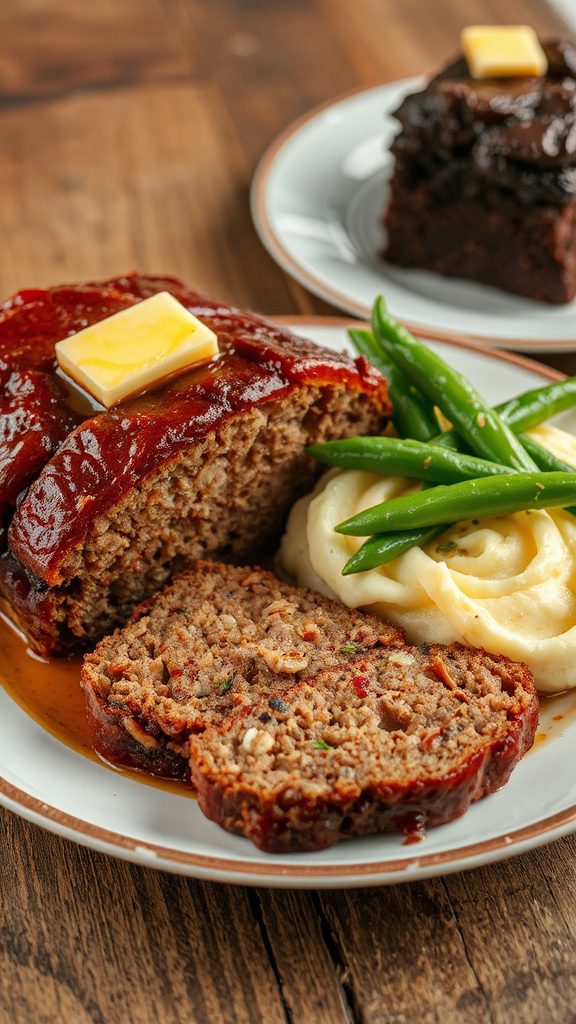 meatloaf with sides and sweets