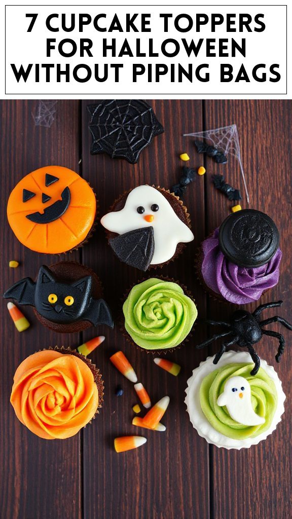 7 Cupcake Toppers for Halloween Without Piping Bags
