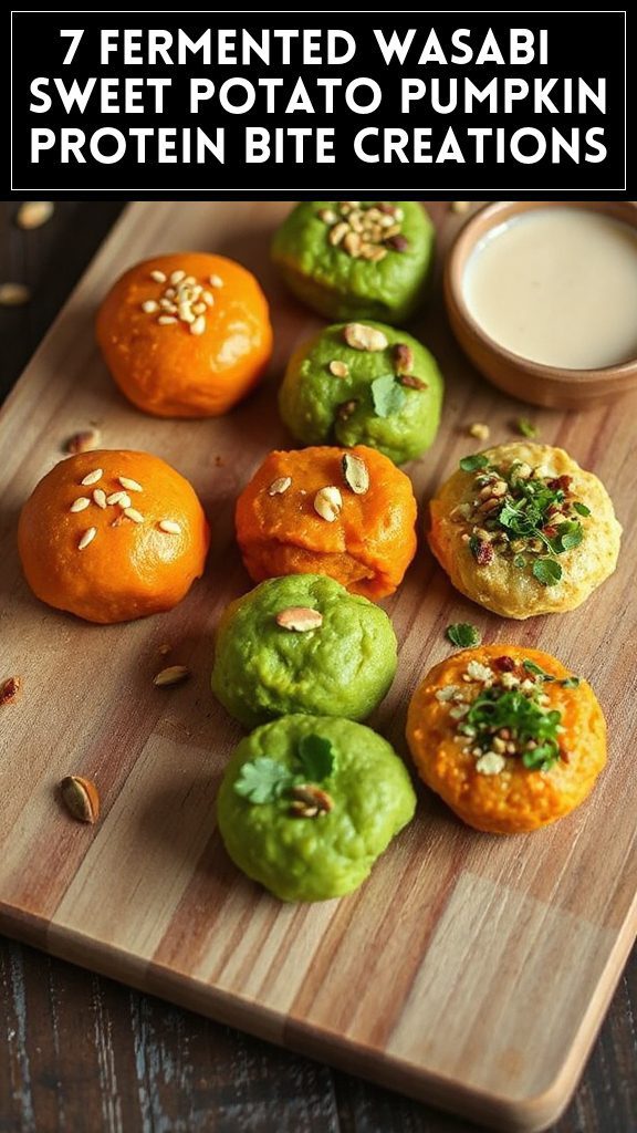 7 Fermented Wasabi & Sweet Potato Pumpkin Protein Bite Creations
