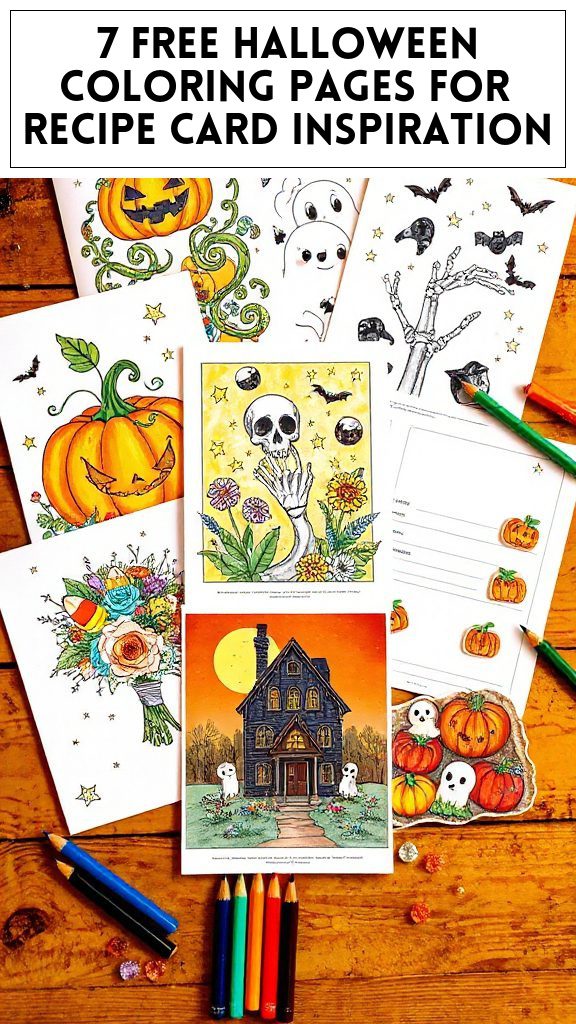 7 Free Halloween Coloring Pages for Recipe Card Inspiration
