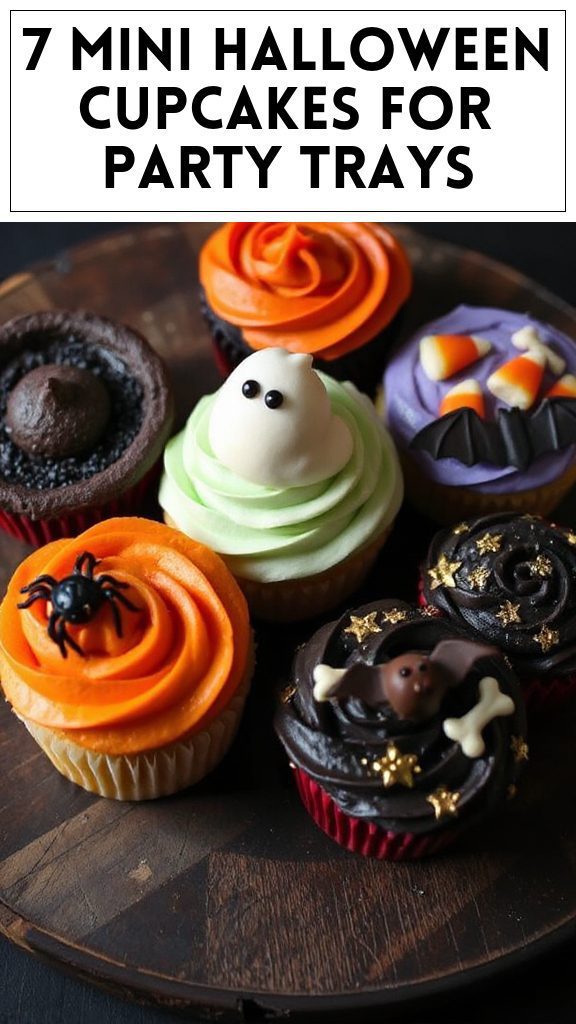 7 Mini Halloween Cupcakes for Party Trays