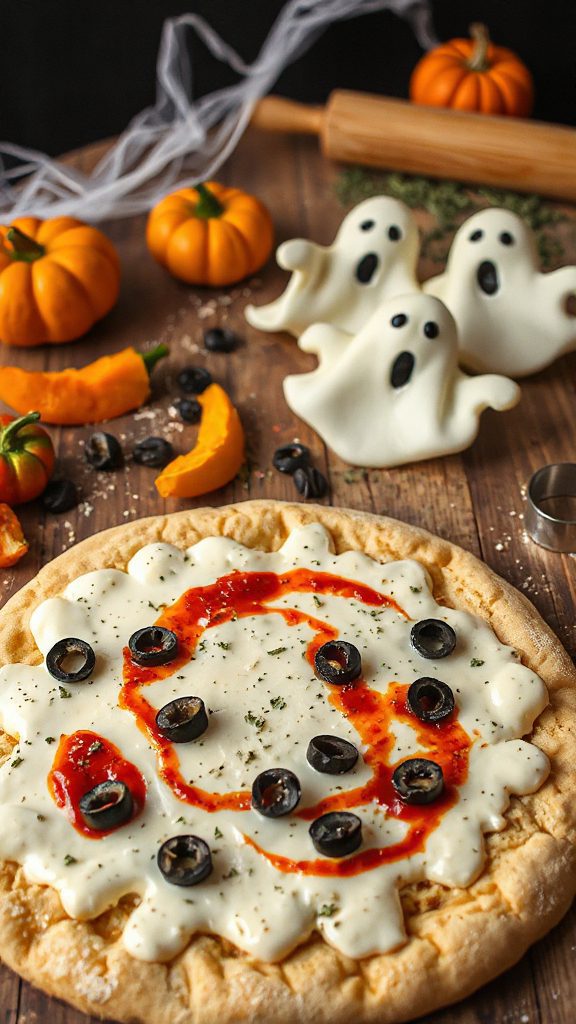 adorable halloween ghost pizzas
