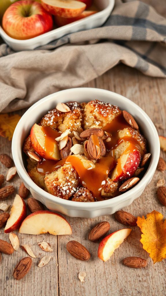 apple almond bread pudding