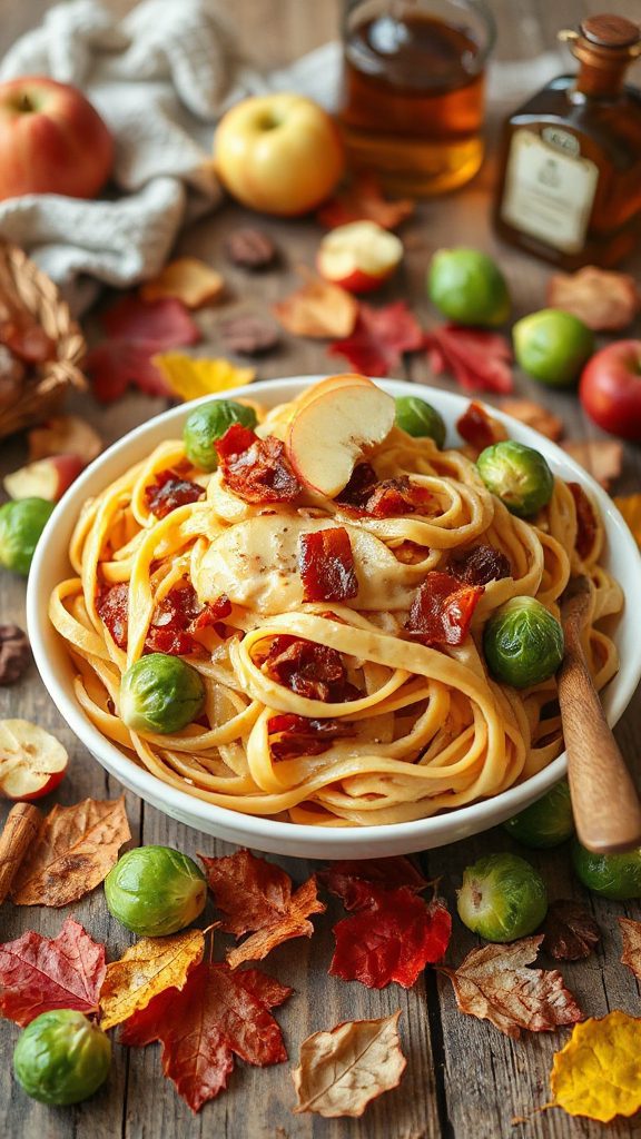 apple bacon brussels sprout pasta
