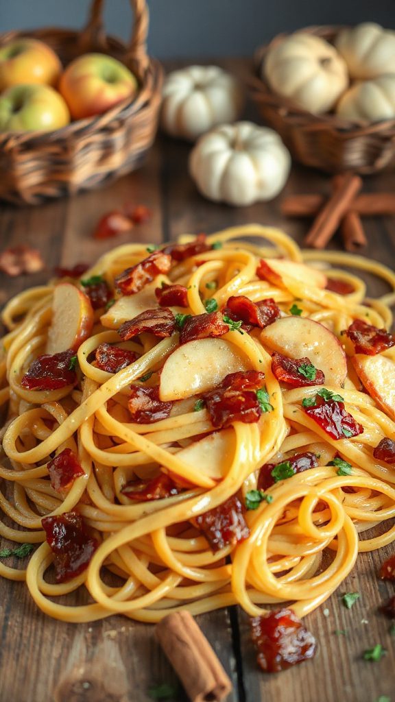 apple bacon garlic linguine delight
