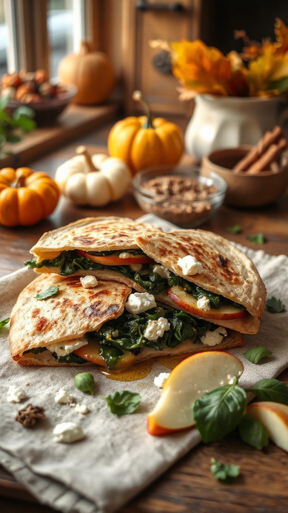 apple feta spinach quesadilla