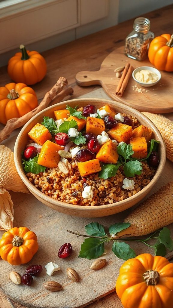 autumn inspired quinoa bowl dish