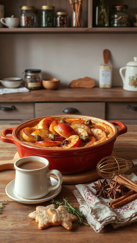 baked apple cardamom custard
