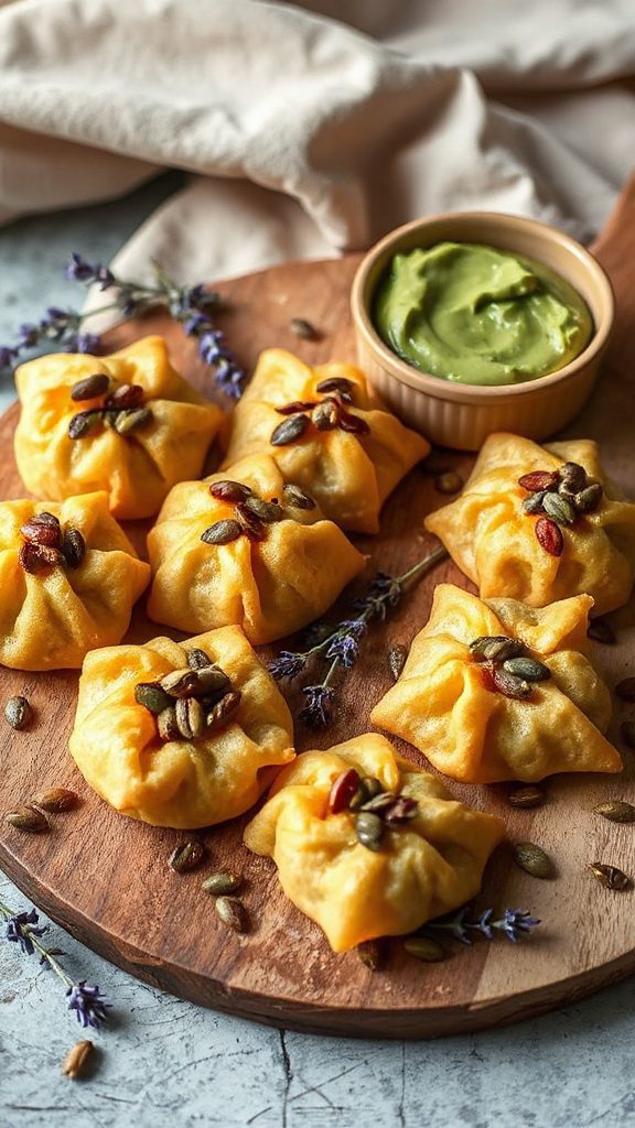 baked avocado pumpkin dumplings