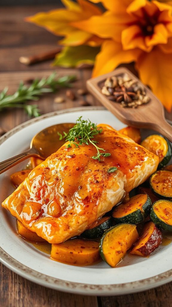 baked salmon with pumpkin glaze