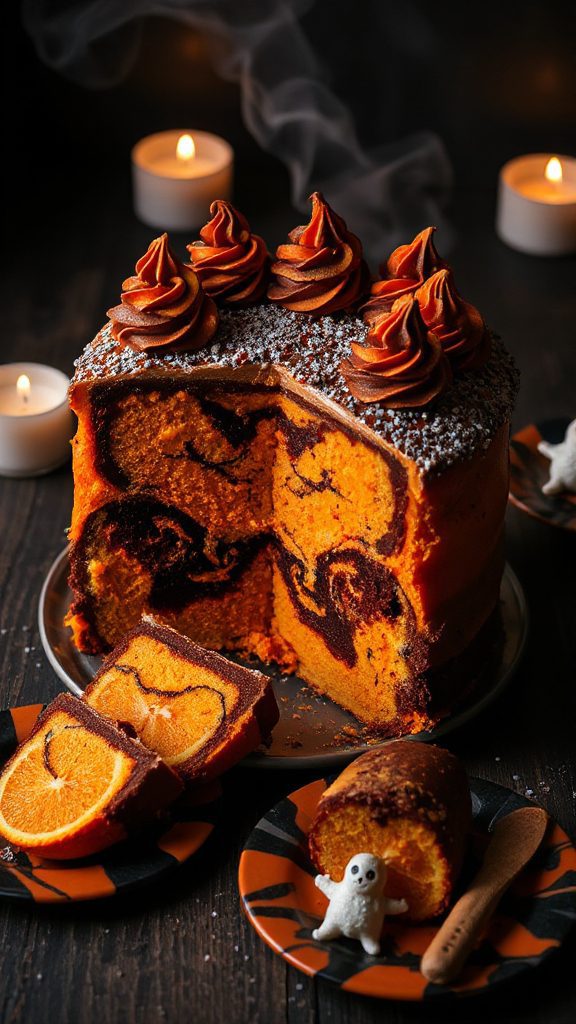 blood orange halloween poke cake