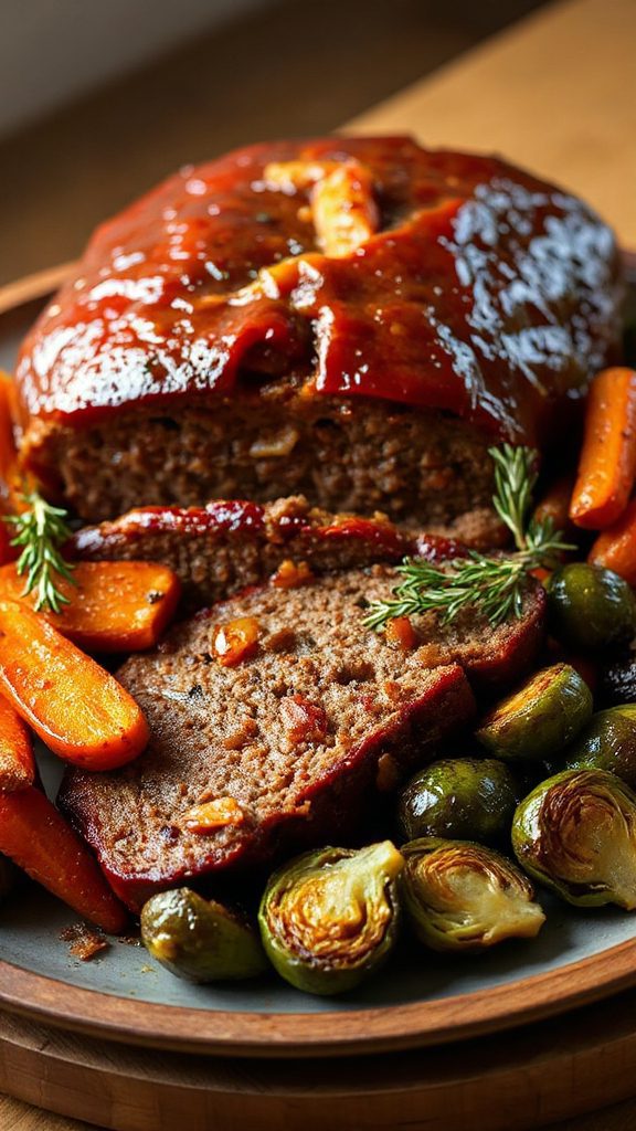 bourbon spiced meatloaf and carrots