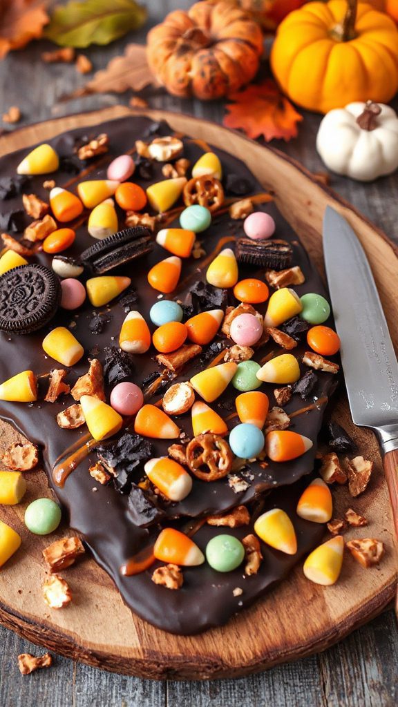 candy bark with halloween treats