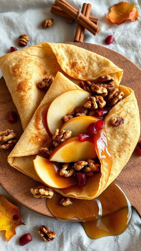 caramelized apple walnut crepes