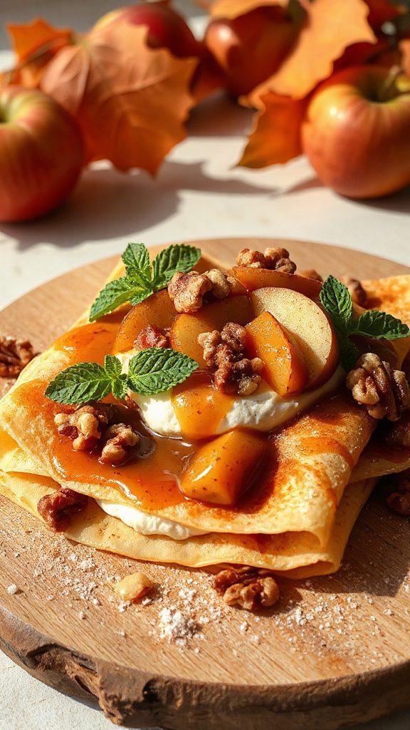 caramelized apple walnut crepes