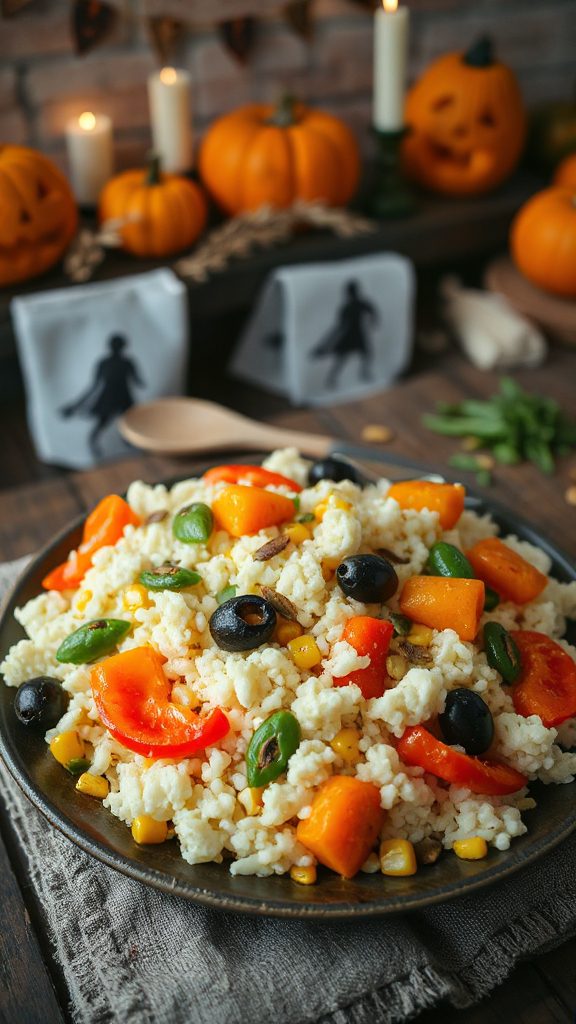 cauliflower rice halloween stir fry