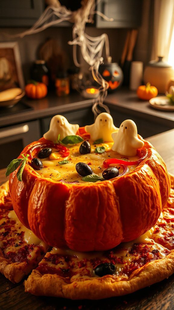 cheesy halloween pizza delight