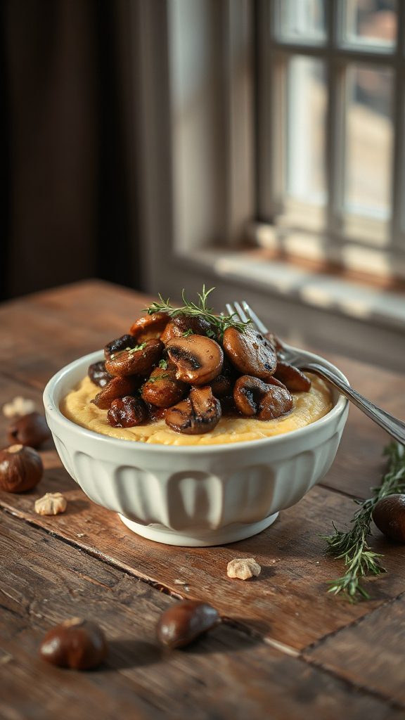 cheesy polenta mushroom stroganoff