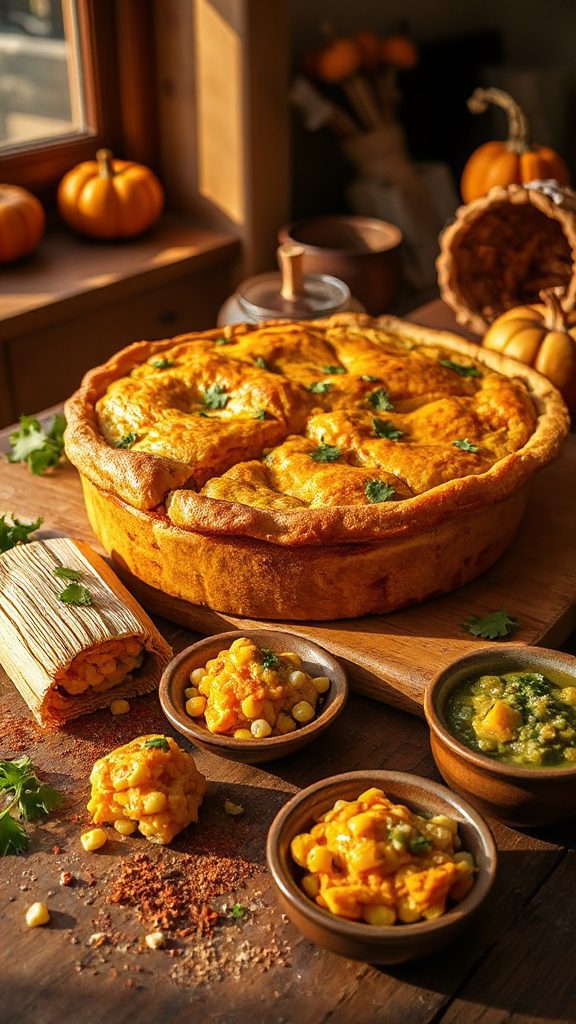 cheesy pumpkin corn tamale pie