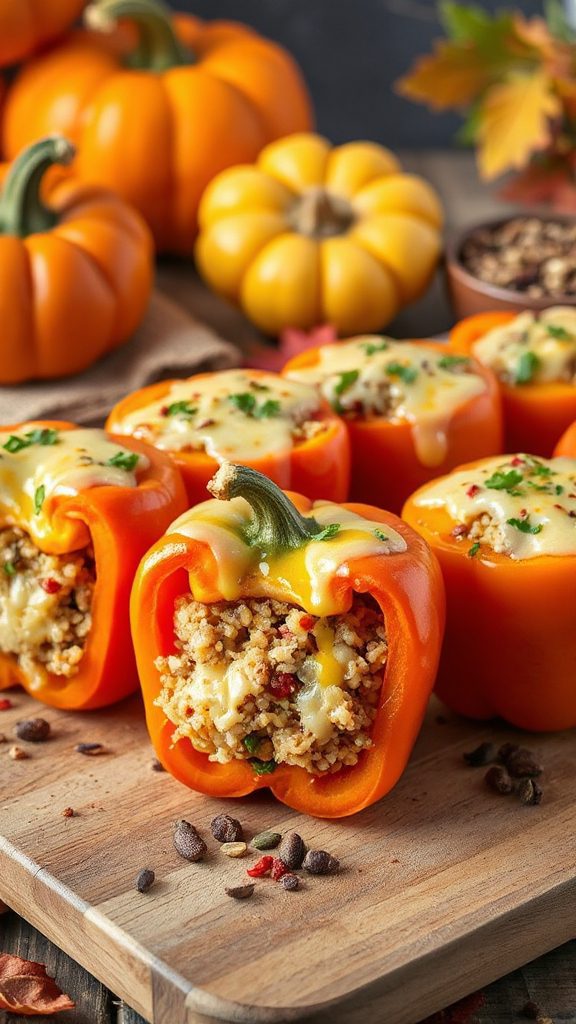 cheesy pumpkin quinoa peppers
