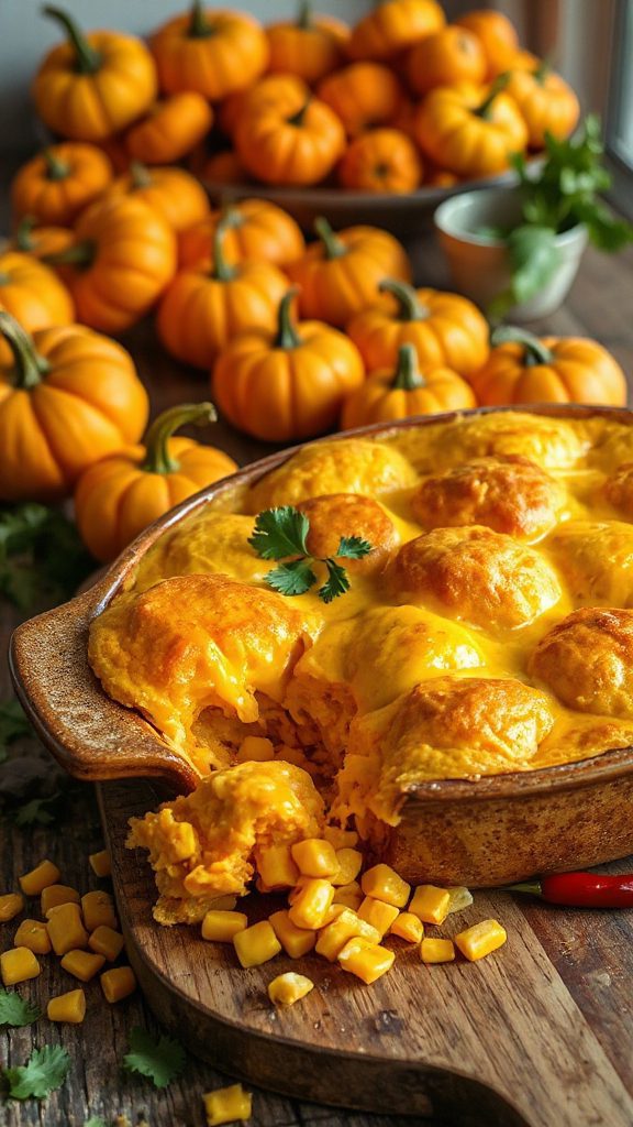 cheesy pumpkin tamale casserole