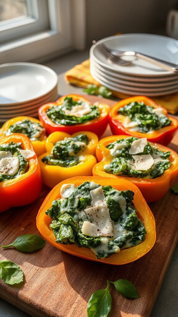 cheesy spinach stuffed peppers