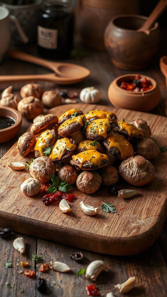 cheesy stuffed baked mushrooms