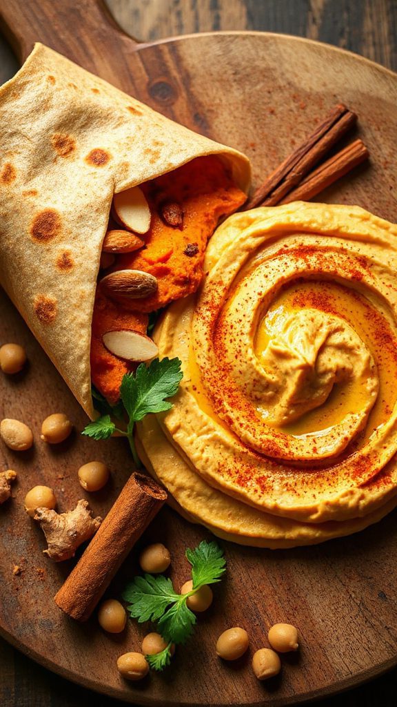 chickpea pumpkin hummus wrap