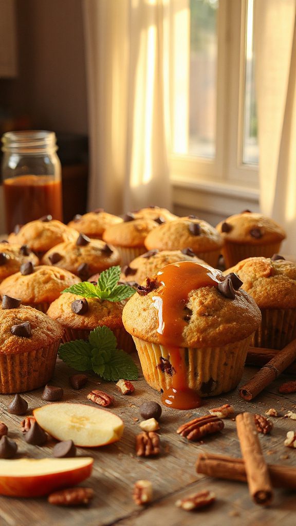 chocolate caramel apple muffins