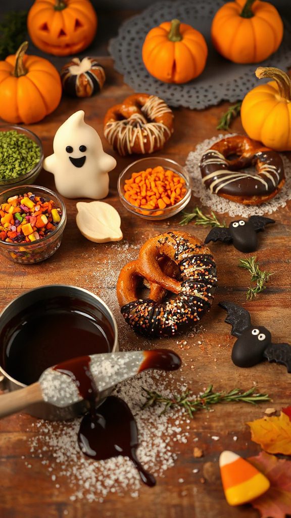 chocolate covered halloween pretzels