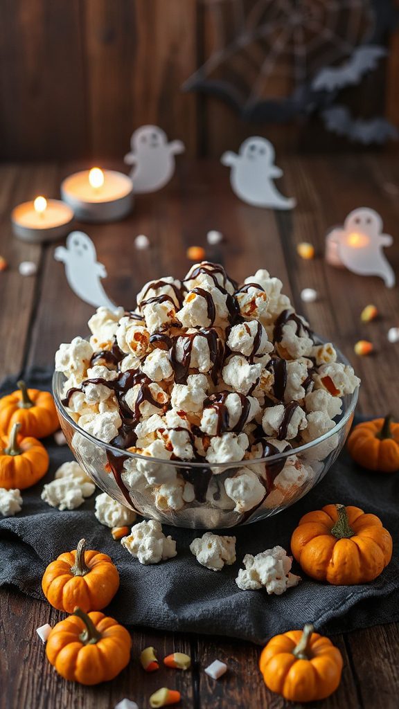 chocolate ghost popcorn treat