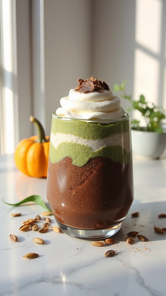 chocolate matcha pumpkin pudding