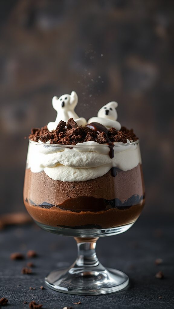 chocolate mousse with ghosts