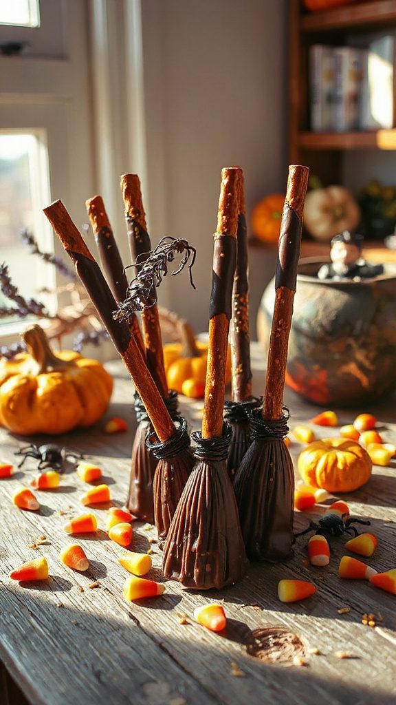 chocolate pretzel broomsticks recipe