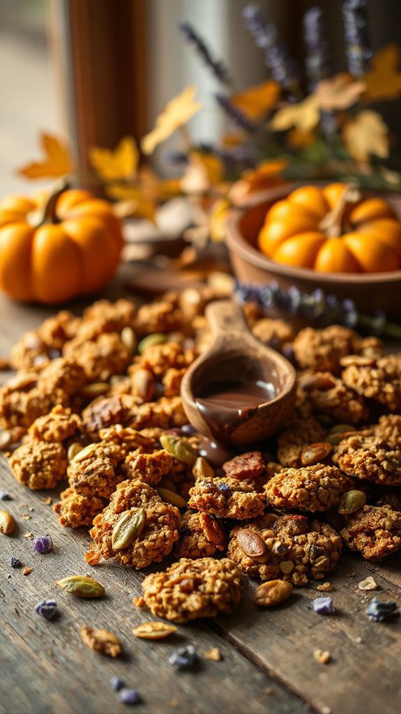 chocolate pumpkin granola clusters