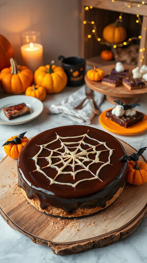 chocolate spiderweb no bake cheesecake