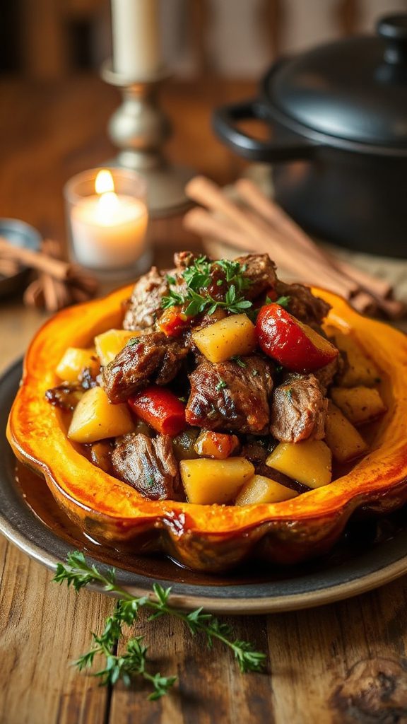 cider braised pork stuffed squash