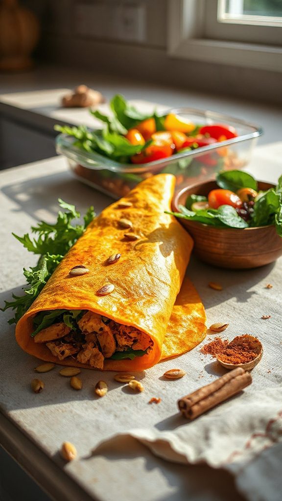 cinnamon ginger chicken wrap
