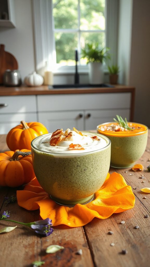 coconut matcha pumpkin pudding