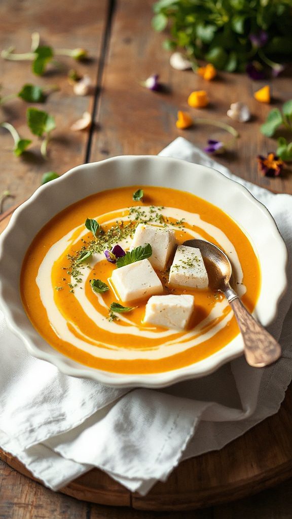 coconut pumpkin tofu soup