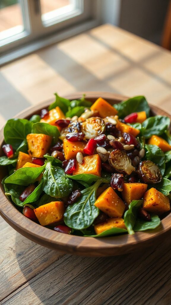 colorful autumn spinach salad