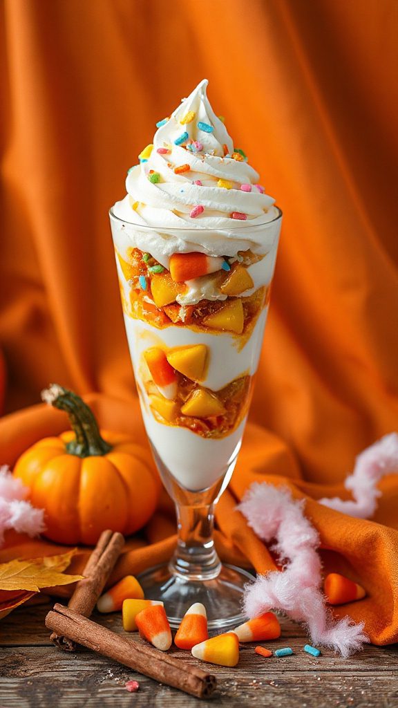 colorful halloween candy parfait
