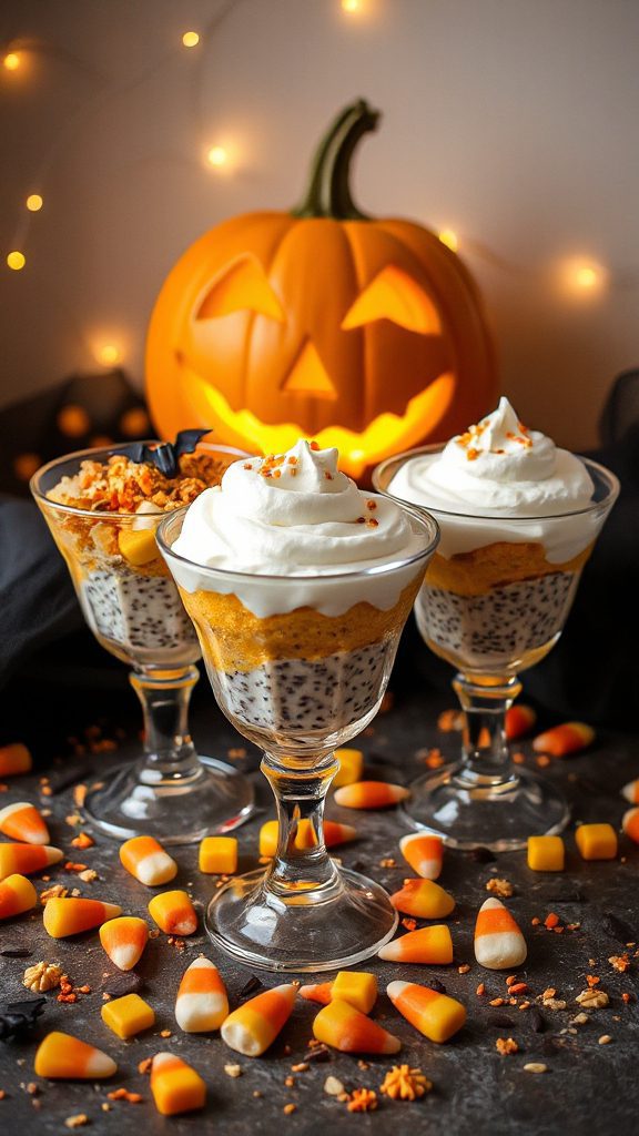 colorful halloween chia pudding