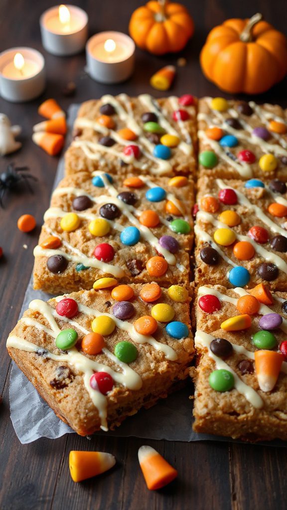 colorful halloween cookie bars