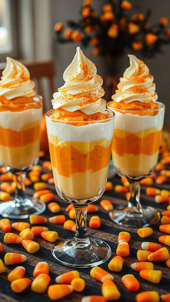 colorful halloween dessert parfaits