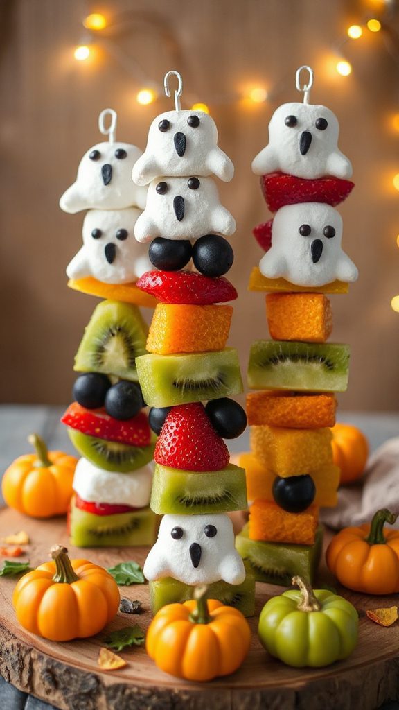 colorful halloween fruit kabobs