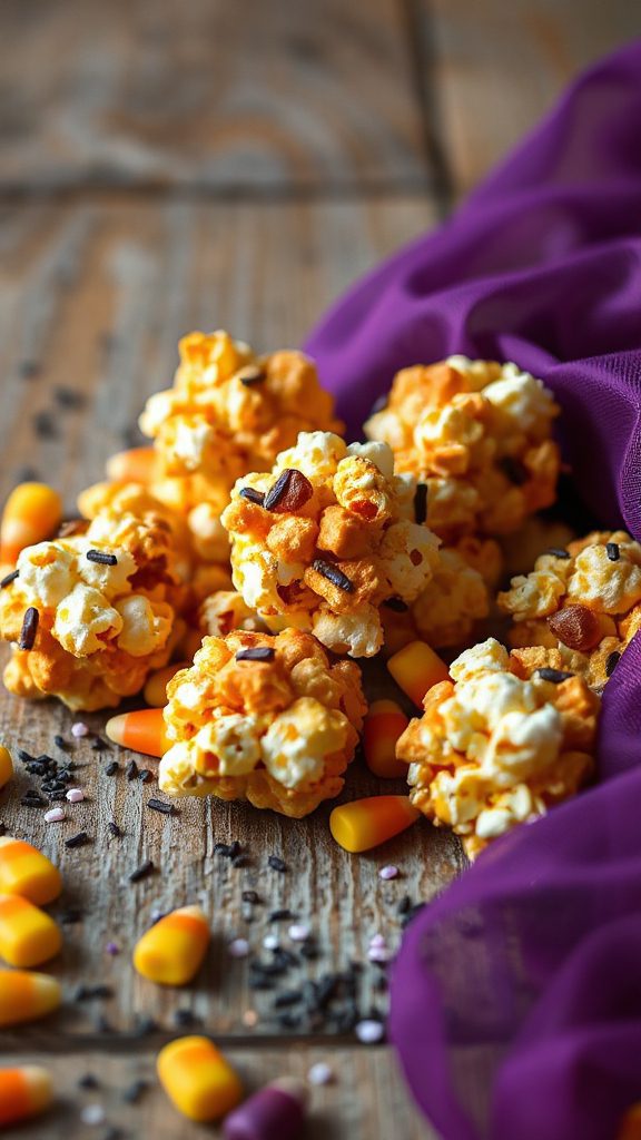 colorful halloween popcorn balls