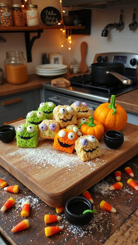 colorful halloween rice treats