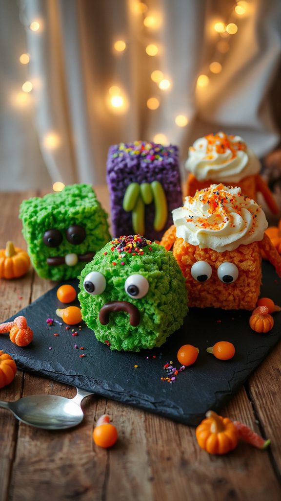 colorful halloween rice treats